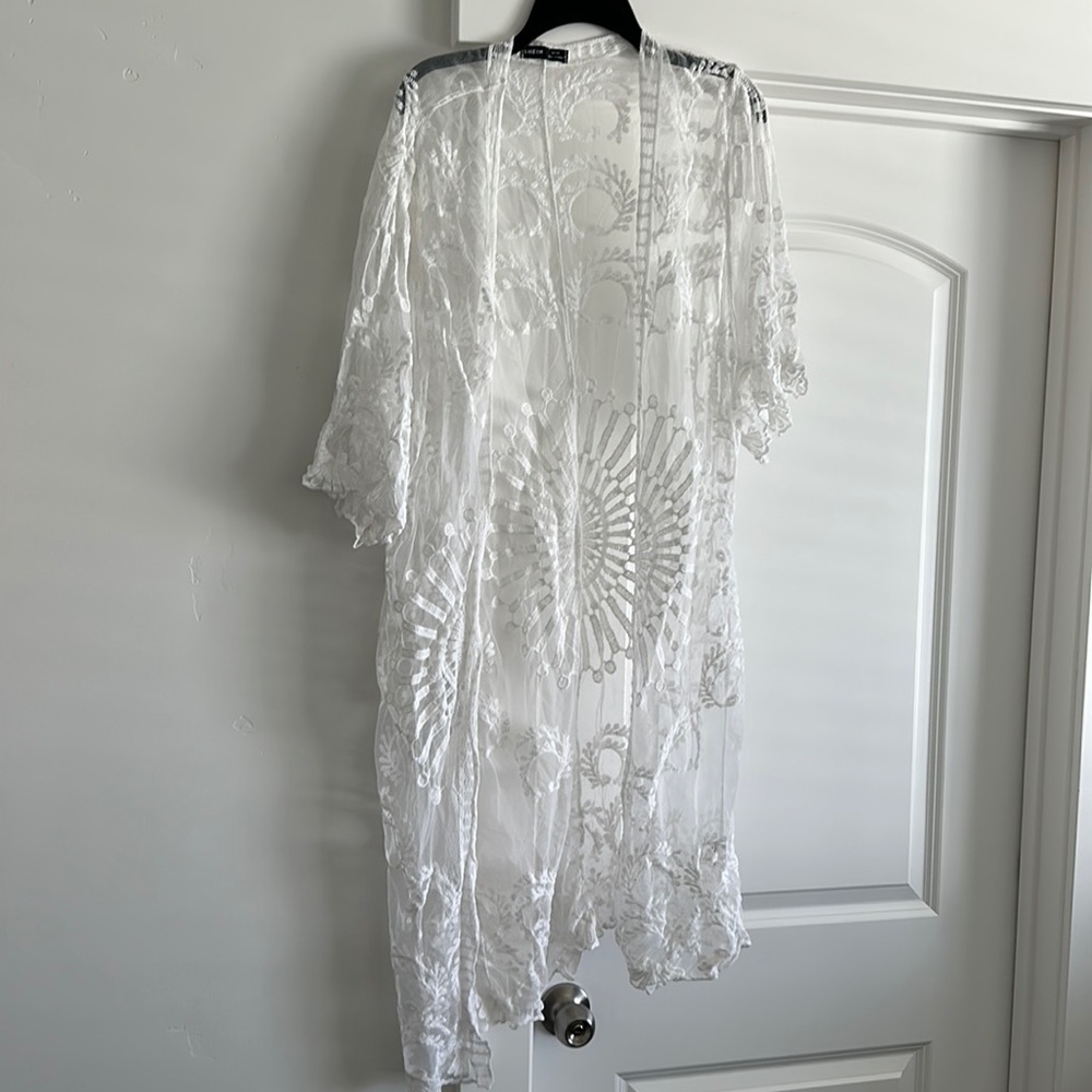 White mesh swimsuit coverup